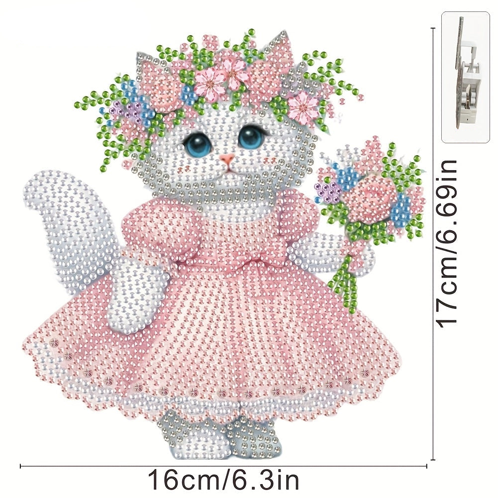 Bewegende kat in jurk | Diamond painting