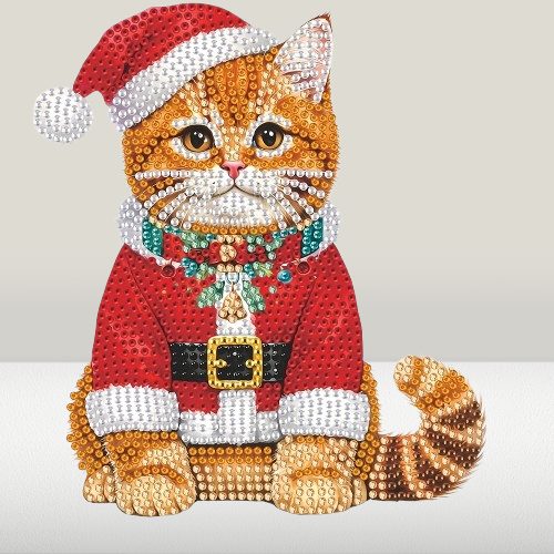 Bewegende kat met kerstmuts | Diamond painting