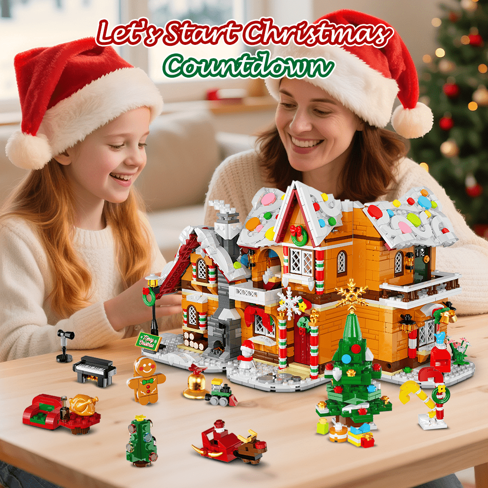 1452pcs 2026 Advent Calendar Gingerbread House 3.6MM Mini Blocks, 24-Day Countdown 3-Style Christmas Village Set with Tree, Holiday Gift