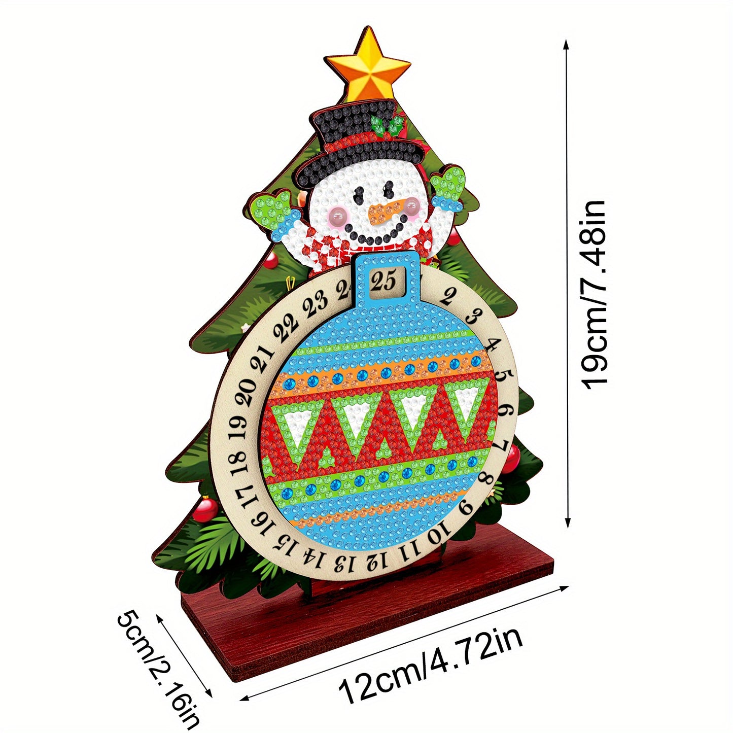 Sneeuwpop in kerstboom | kalender | Diamond painting