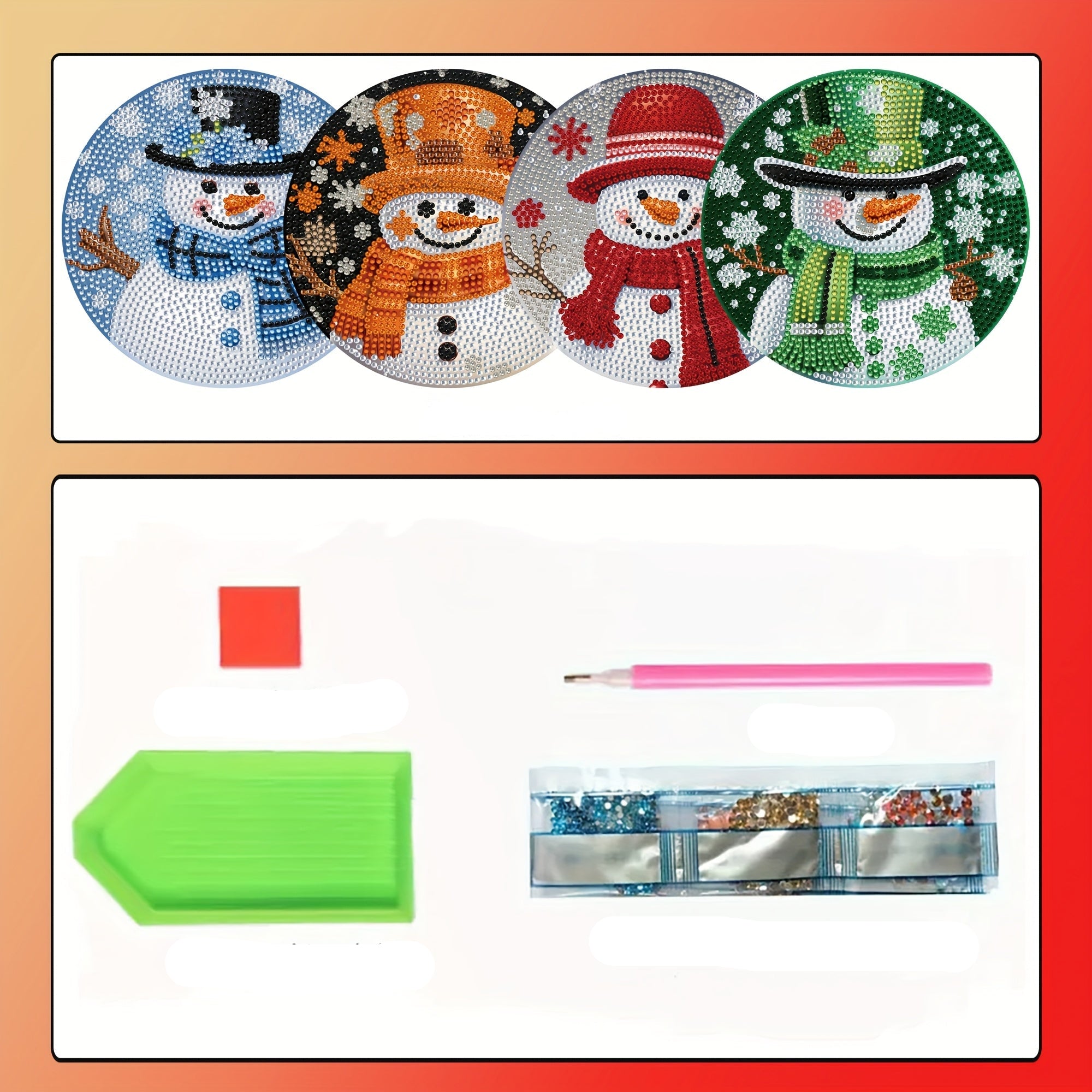 Sneeuwpoppen placemats | 4 stuks | Diamond painting