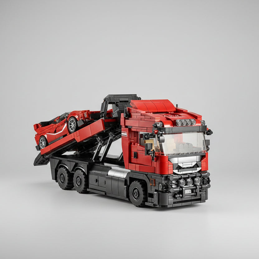 Trailer met superauto | Bouwsteentjes