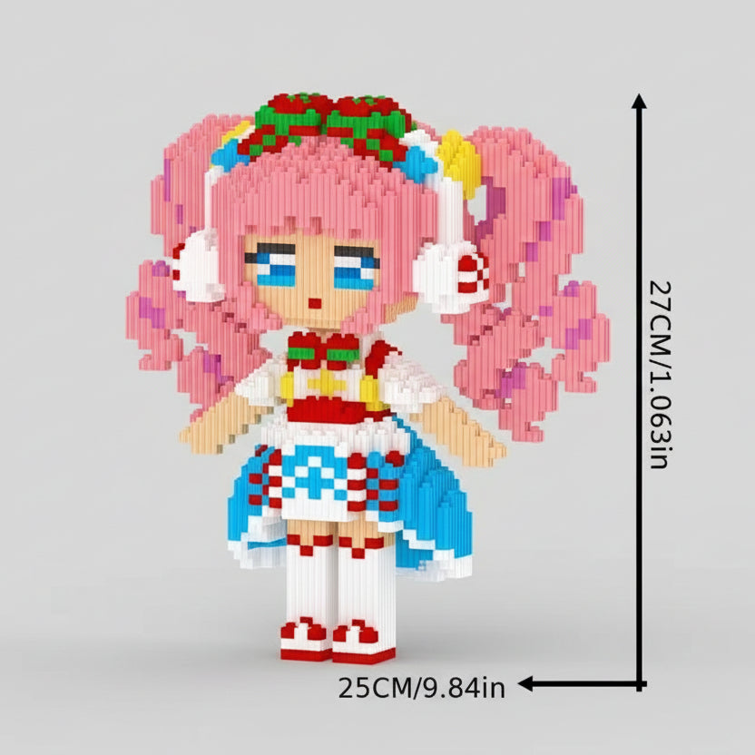 Meisje met roze haar | Bouwsteentjes