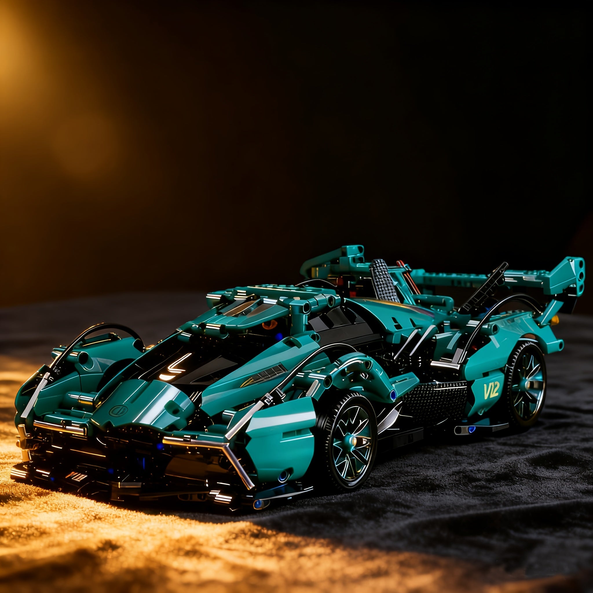 Blauwe superauto | Bouwsteentjes