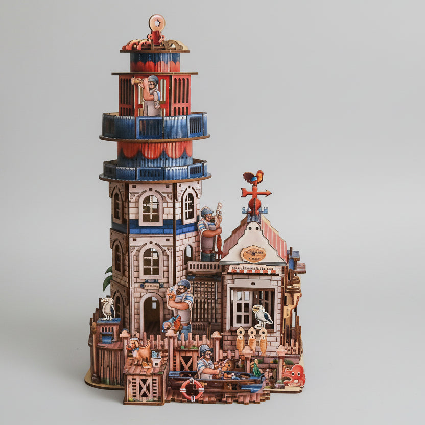 Vuurtoren met huisje | Houten bouwpakket