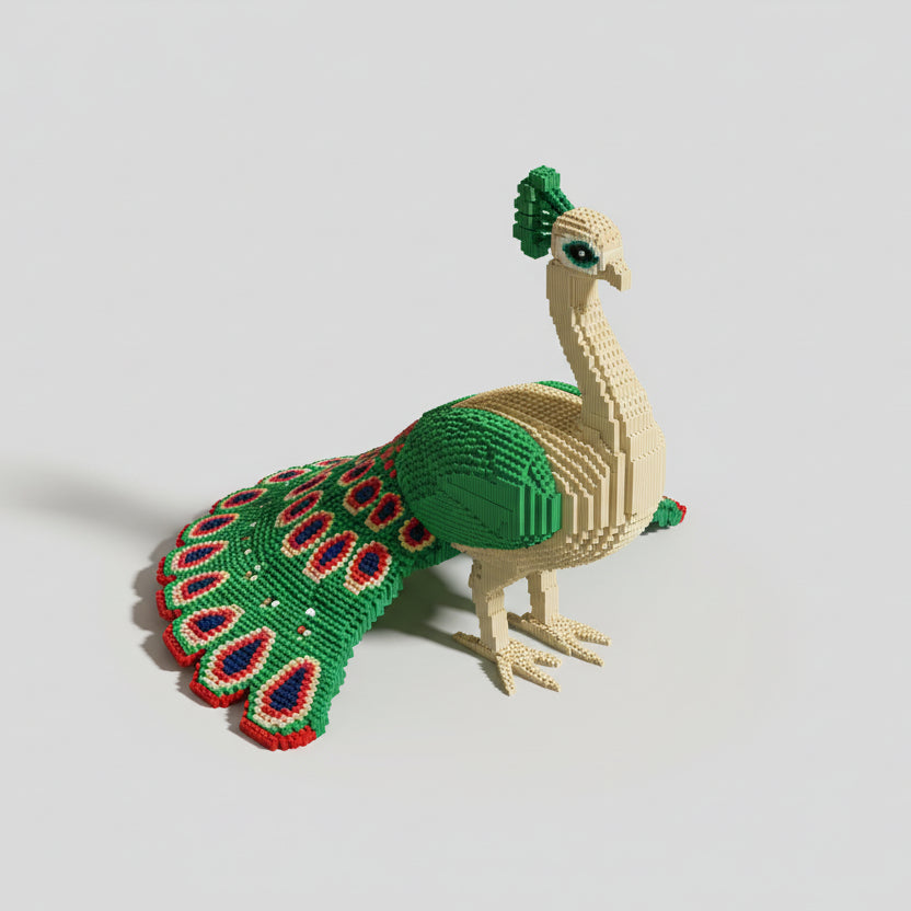 Groene pauw | Bouwsteentjes
