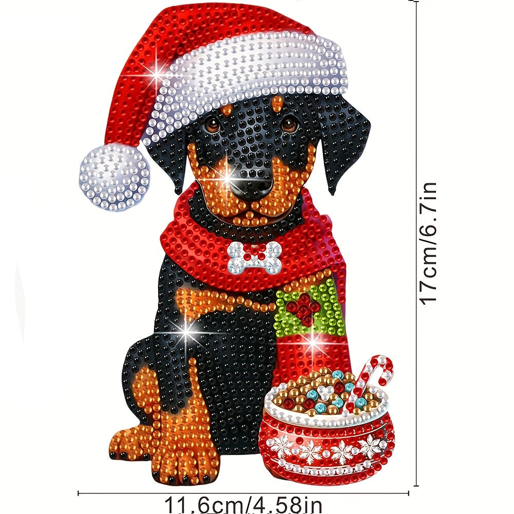 Bewegende hond met kerstmuts | Diamond painting