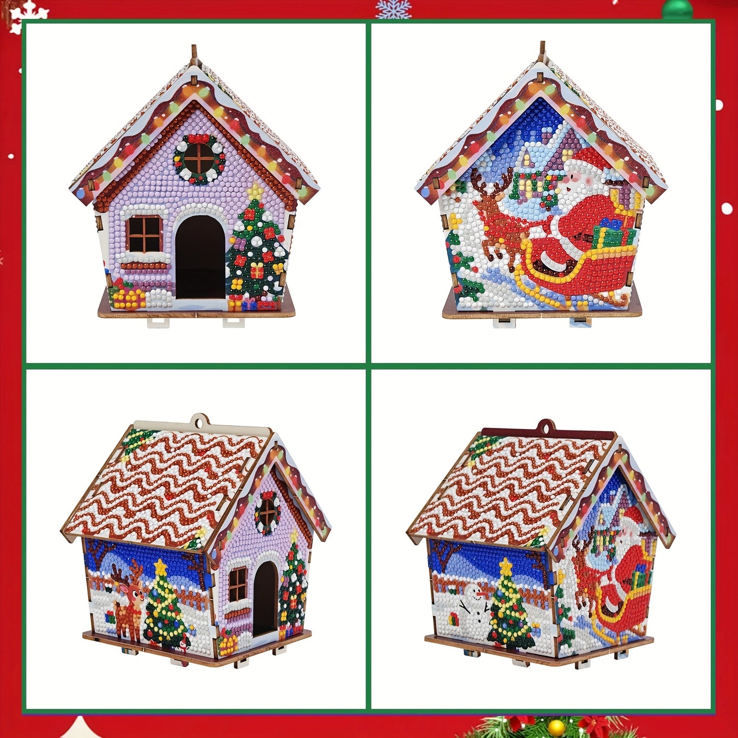 Kerst huisje | hanger voor in de boom | Diamond painting