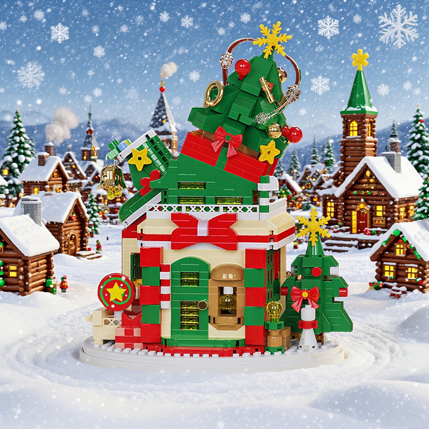 Kerst huizen | Bouwsteentjes