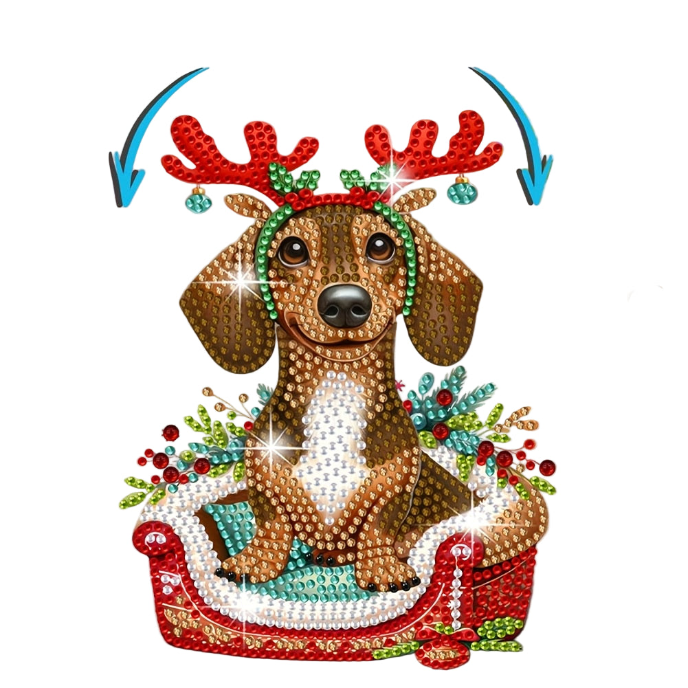 Bewegende hond in mand | Diamond painting