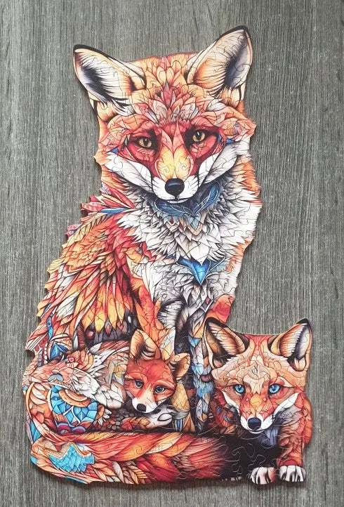 Vos met kleine vosjes | Houten Puzzel