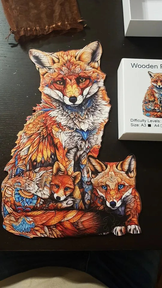 Vos met kleine vosjes | Houten Puzzel