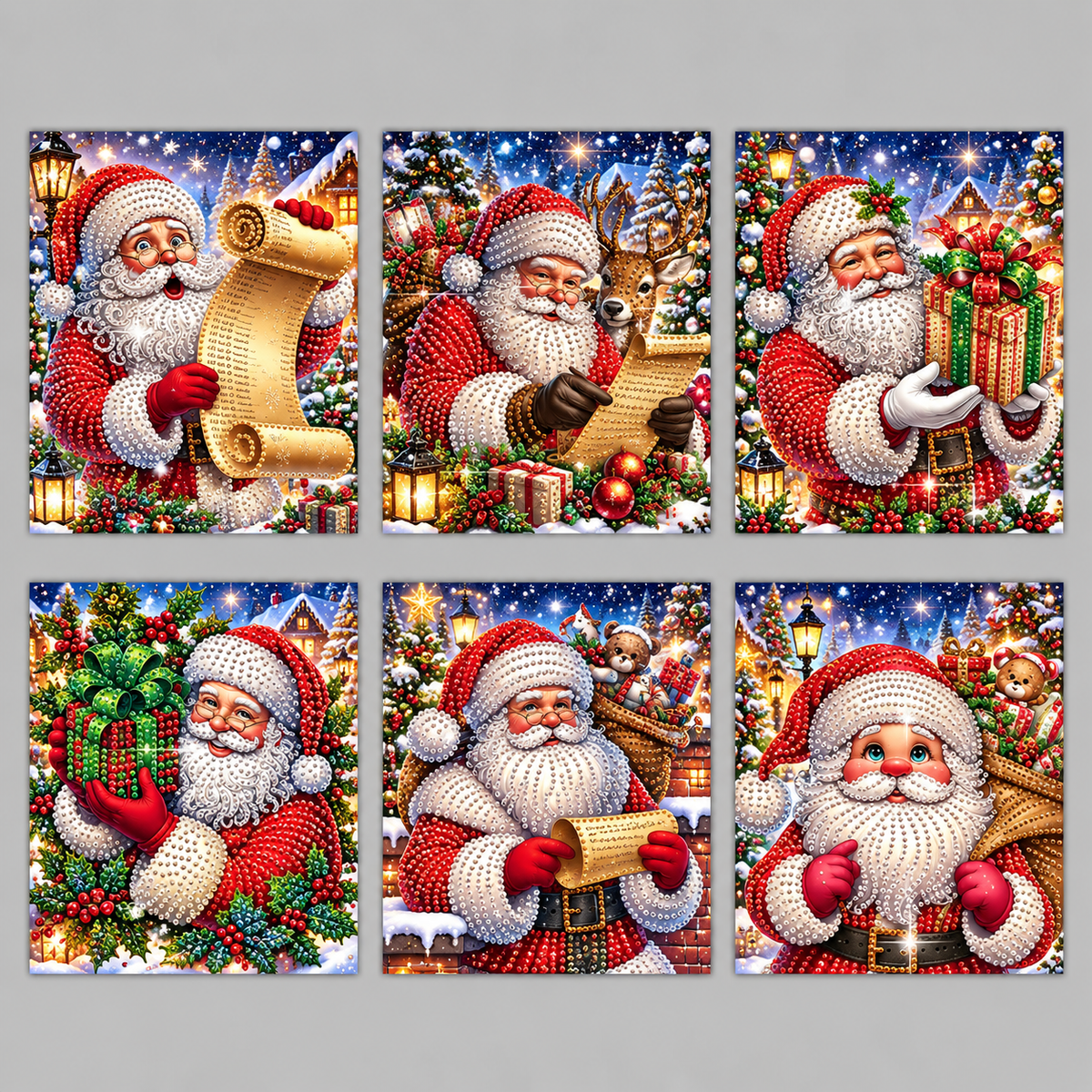 Kerstman kaarten | 6 stuks | Diamond Painting
