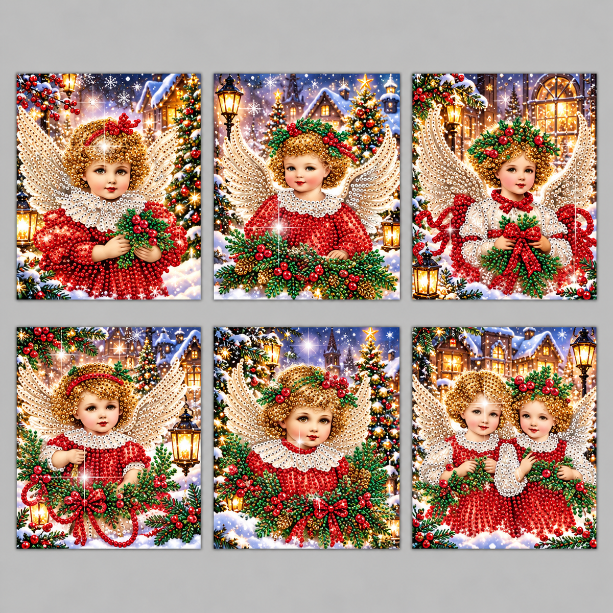 Kerstengel kaarten | 6 stuks | Diamond Painting