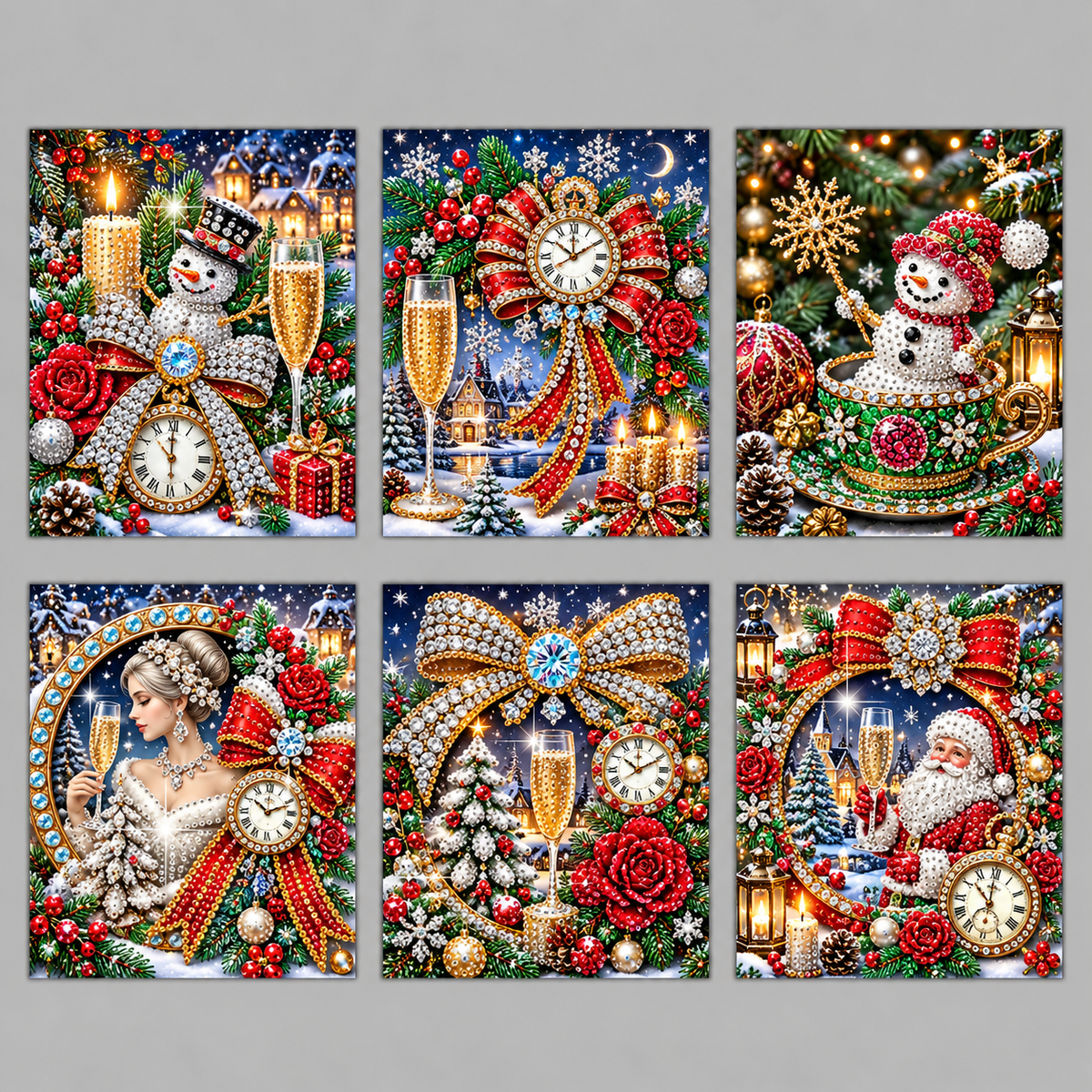 Feestdagen kaarten | 6 stuks | Diamond Painting