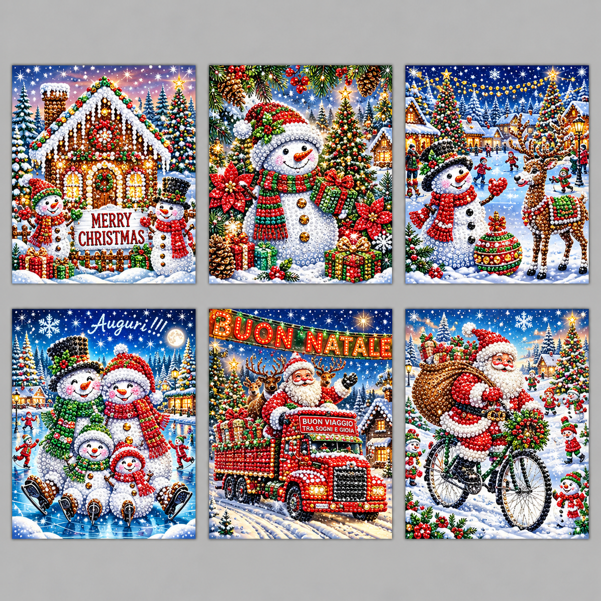 Diverse kerst kaarten | 6 stuks | Diamond Painting