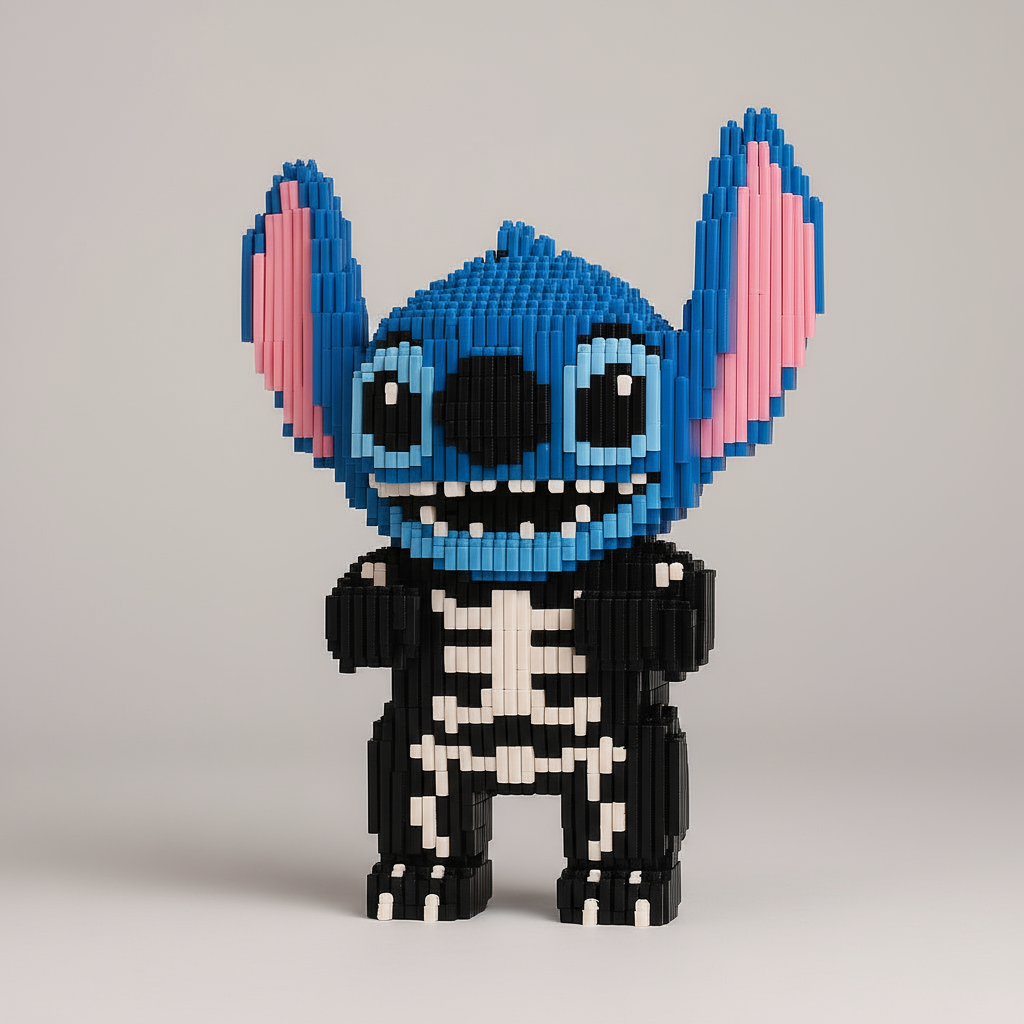 Blauw wezen in Halloweenpak | Bouwsteentjes