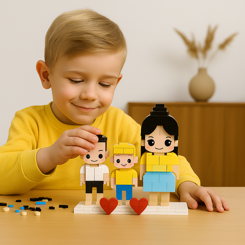 Eigen Foto als Bouwstenen Poppetje – 3 personen | Bouwsteentjes