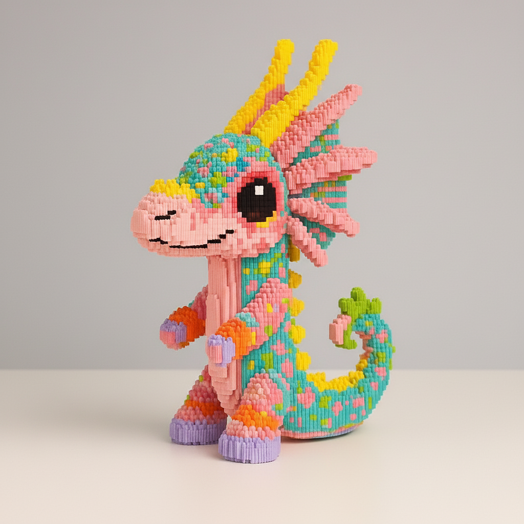 MEGA gekleurde draak | Bouwsteentjes