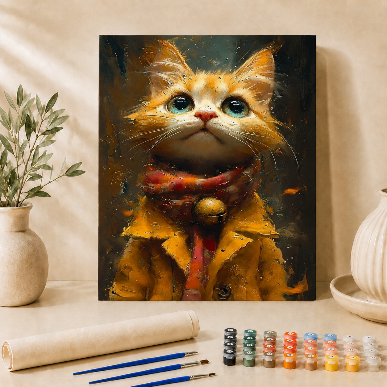 Poes met Sjaal | Schilderen op Nummer
