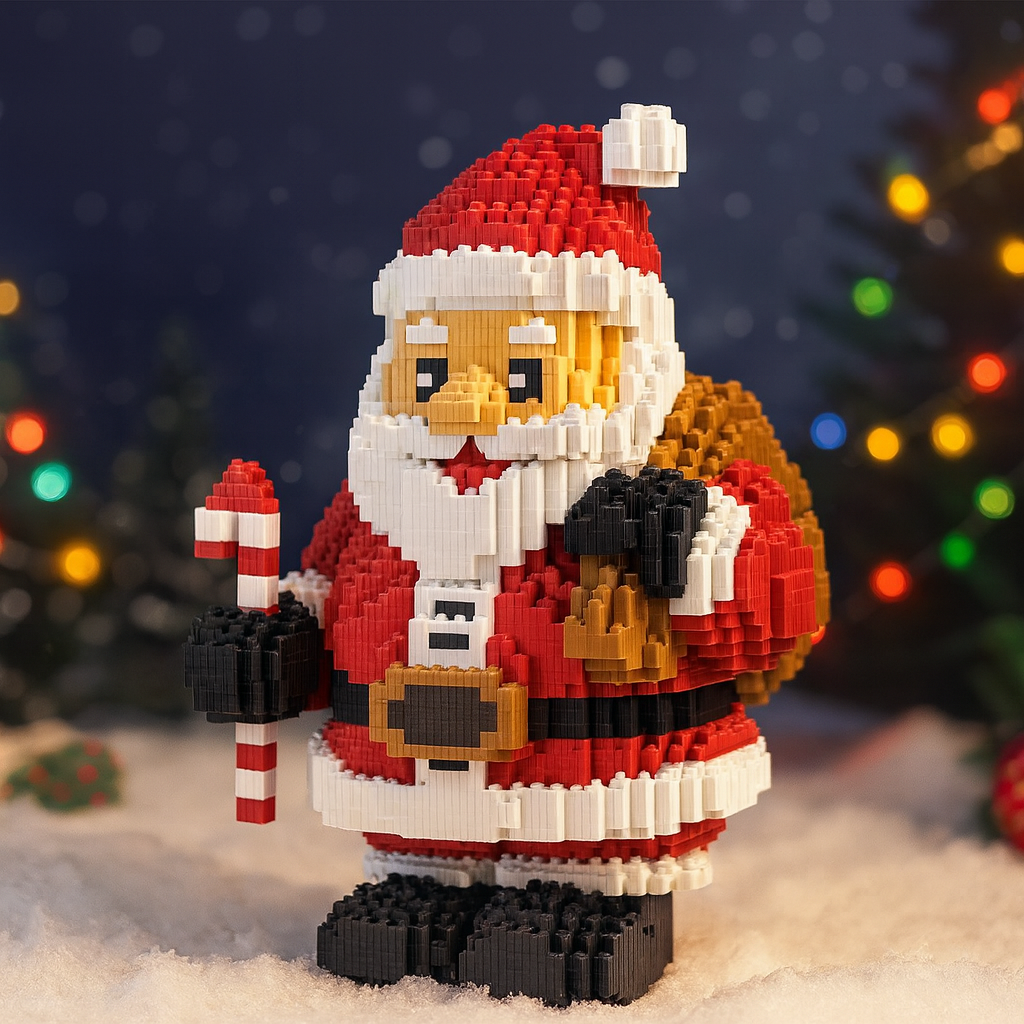 Kerstman met Zuurstok | Bouwsteentjes