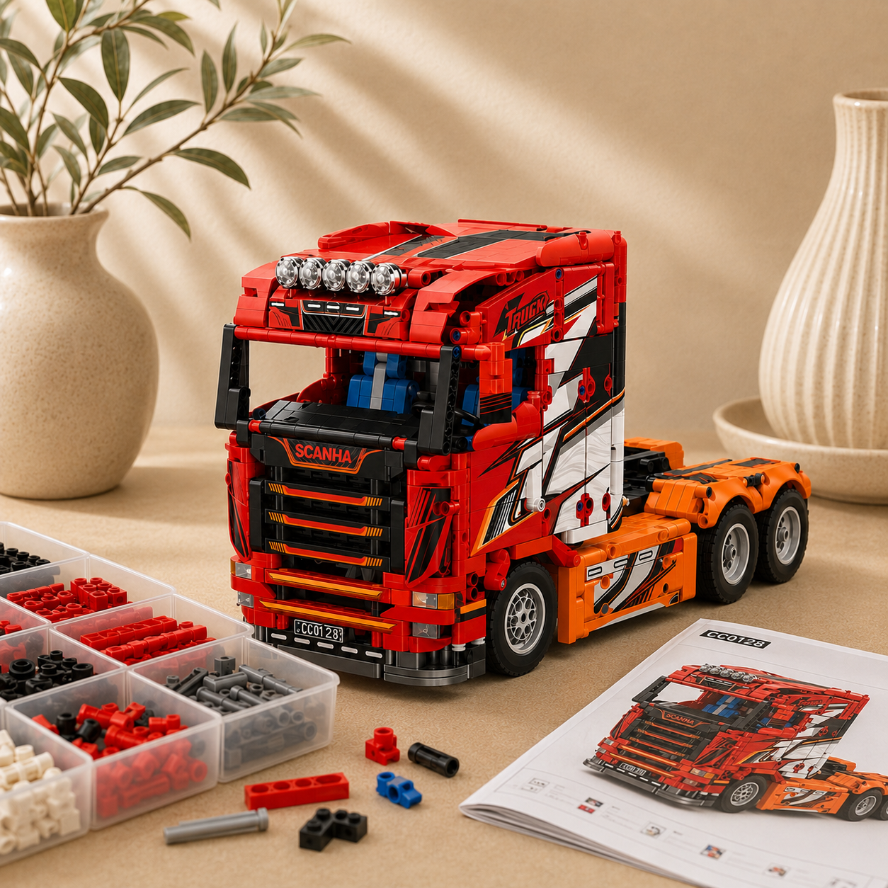 MEGA Rode truck | Bouwsteentjes