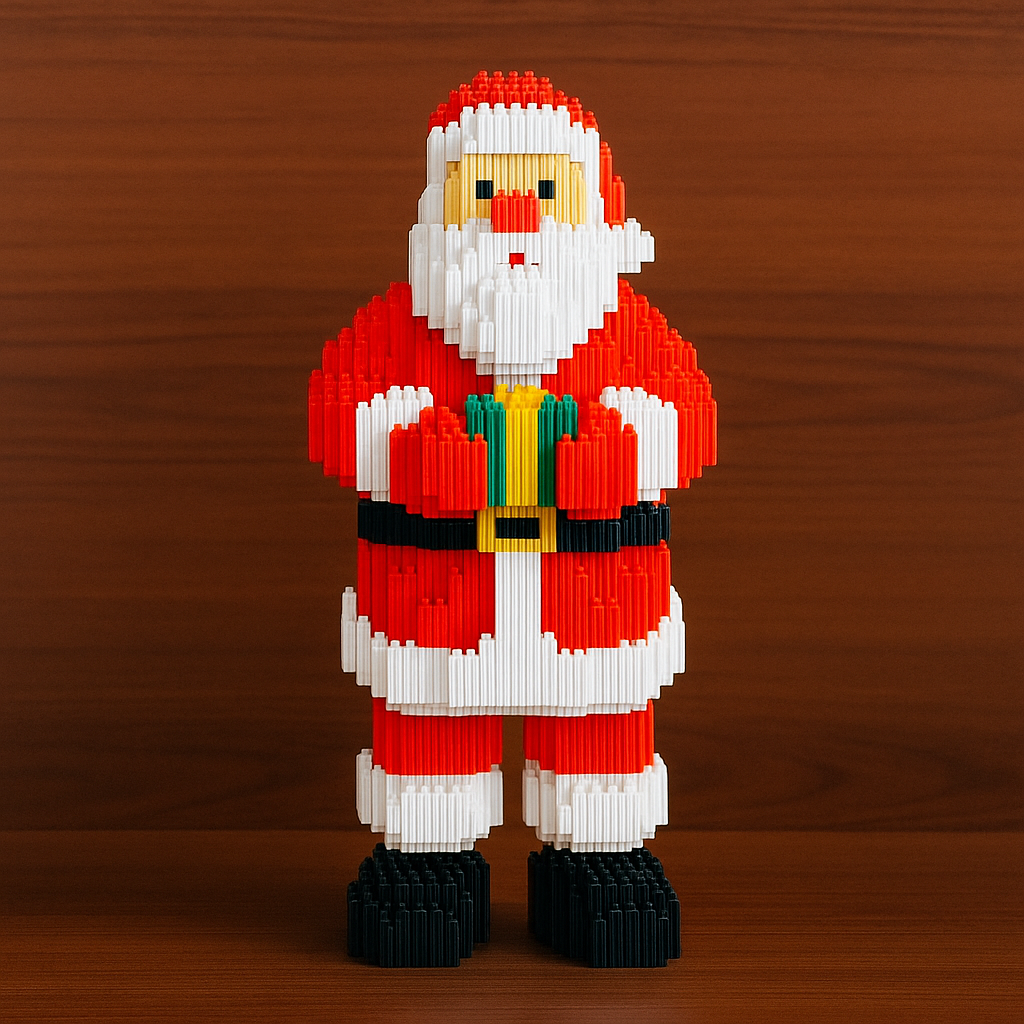 Kerstman met Cadeau | Bouwsteentjes