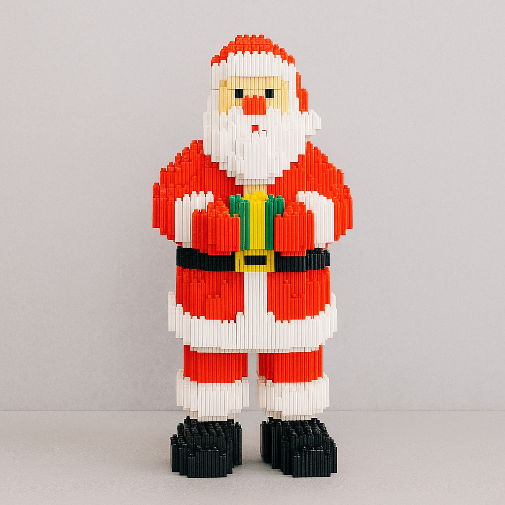 Kerstman met Cadeau | Bouwsteentjes