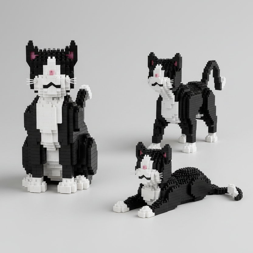3 in 1 tuxedo kat | Bouwsteentjes