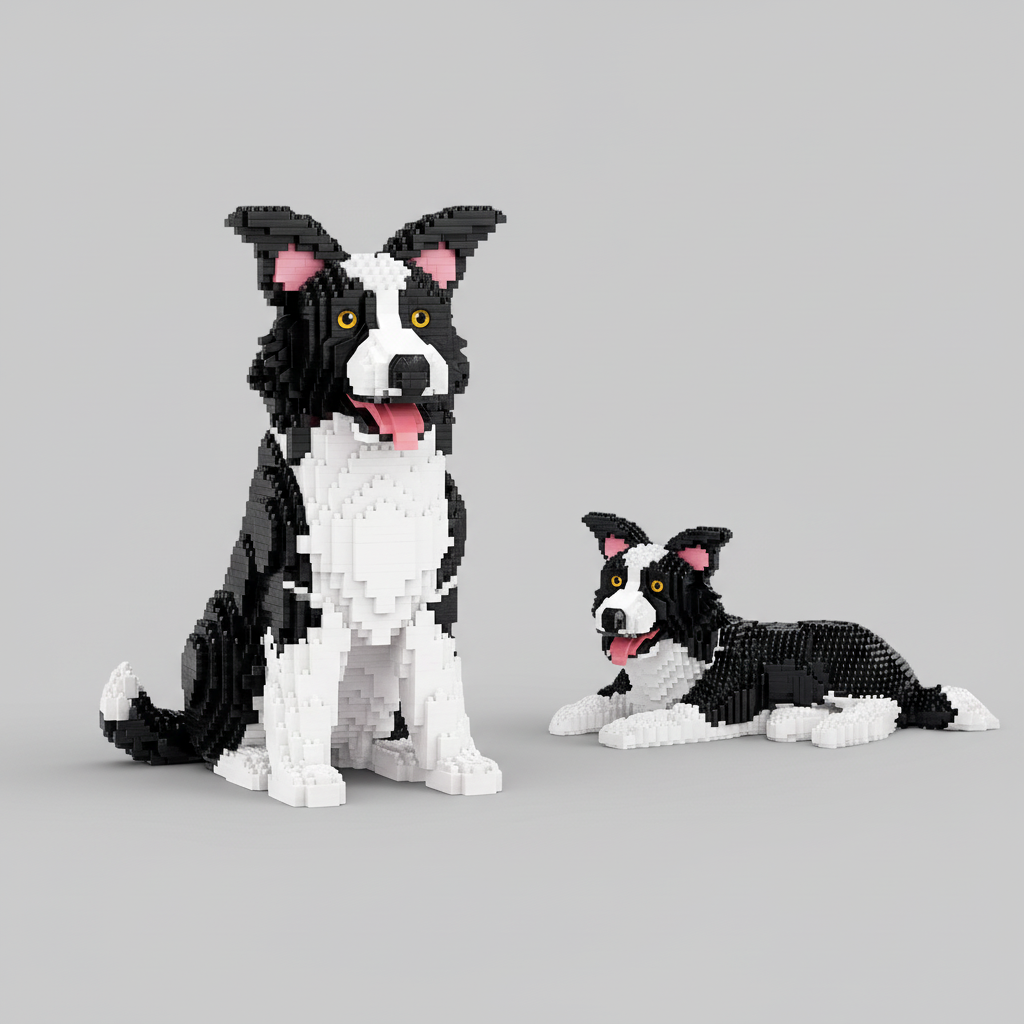 2 in 1 Border collie | Bouwsteentjes