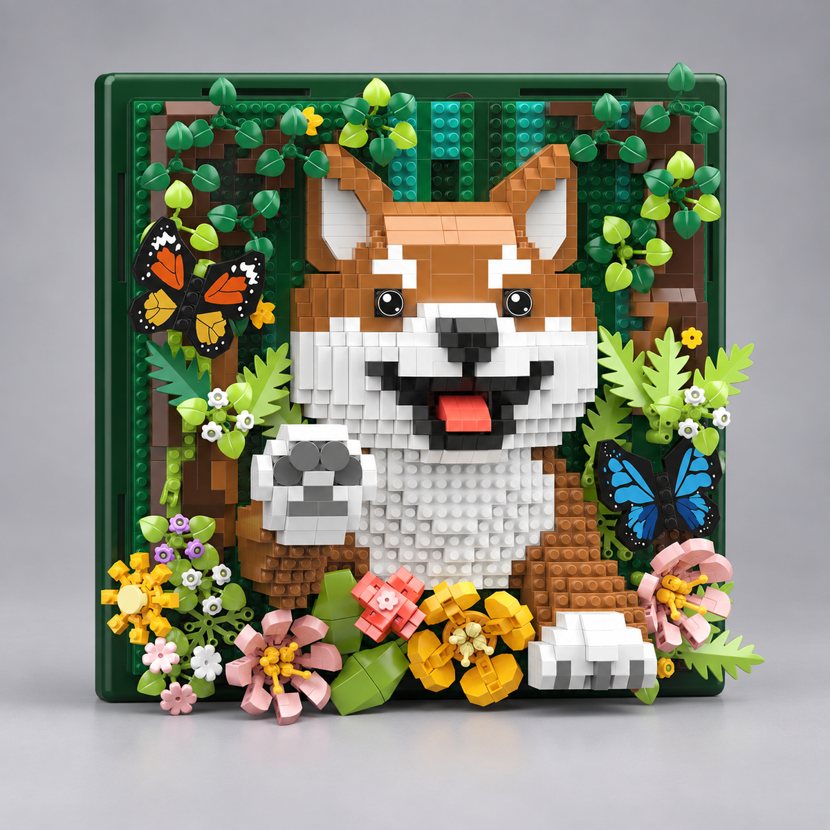 Shiba op 3D schilderij | Bouwsteentjes