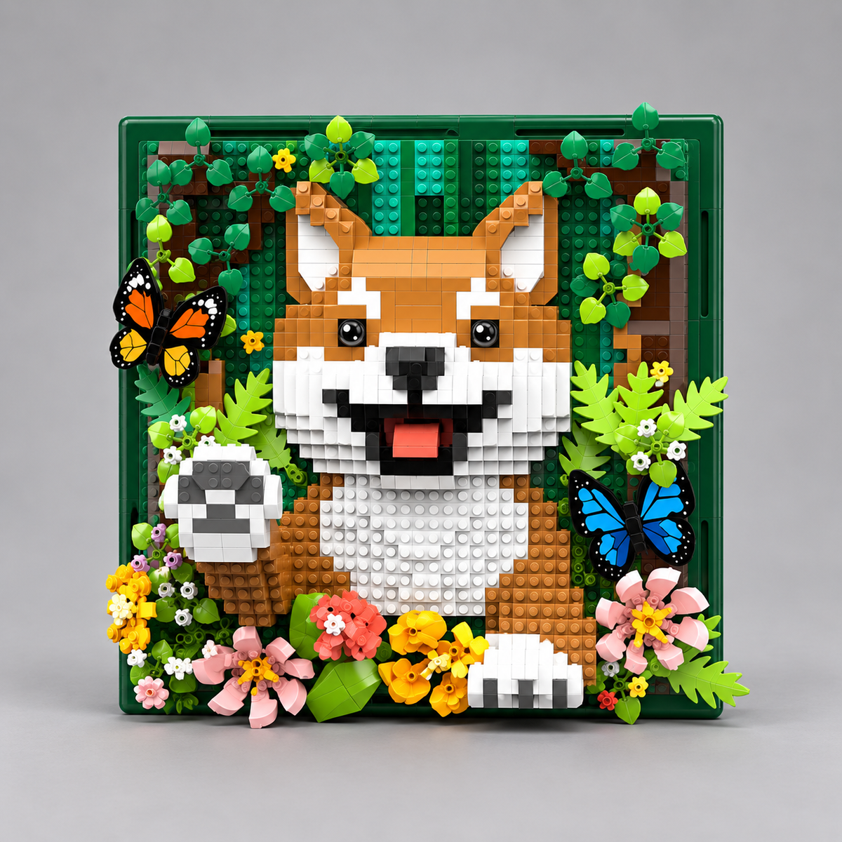 Shiba op 3D schilderij | Bouwsteentjes