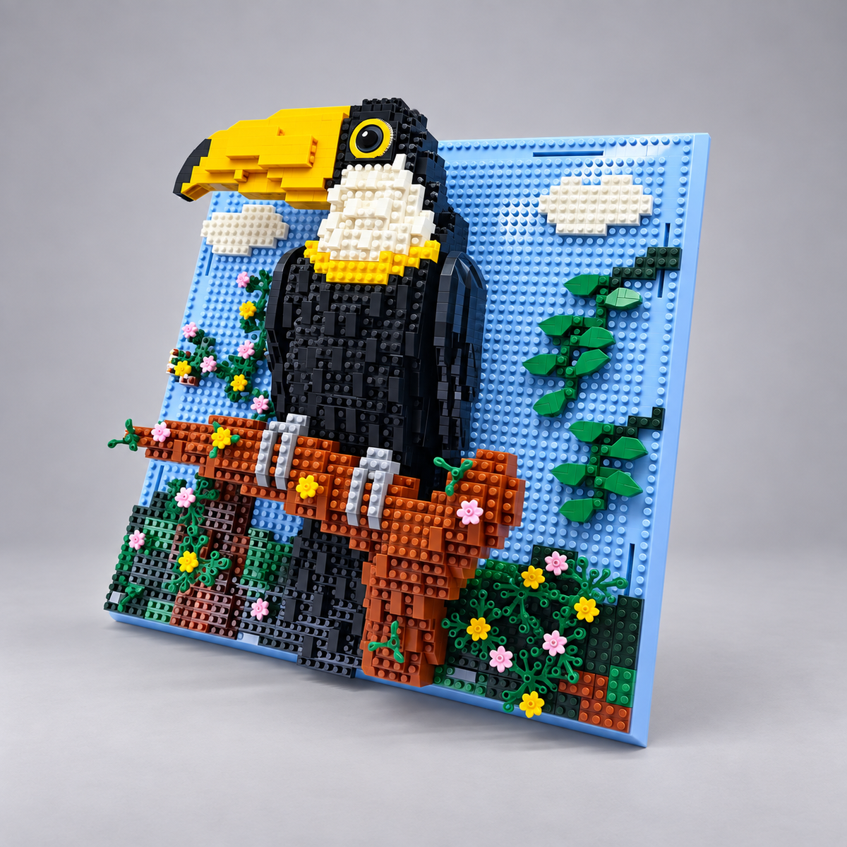 Toekan op 3d schilderij | Bouwsteentjes