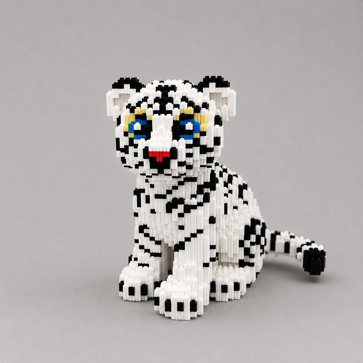 Zittende witte tijger | Bouwsteentjes