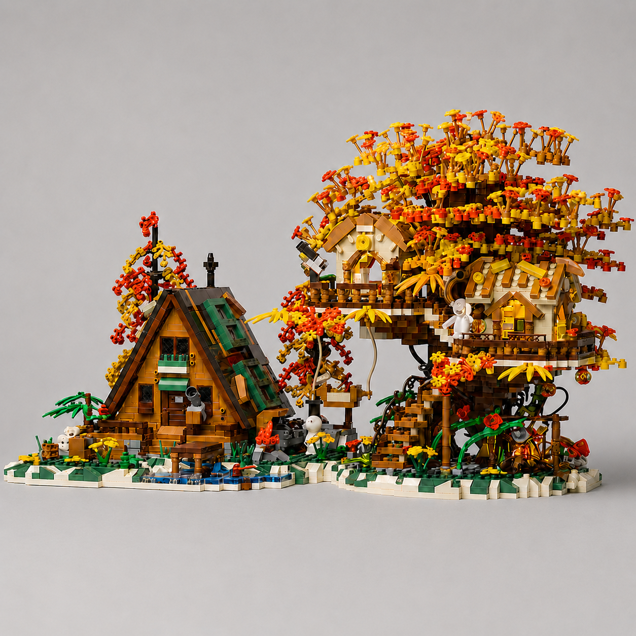 Herfst huis met boomhut | Bouwsteentjes