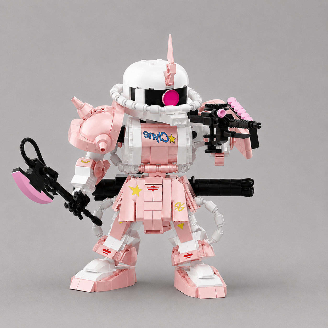 Roze robot | Bouwsteentjes