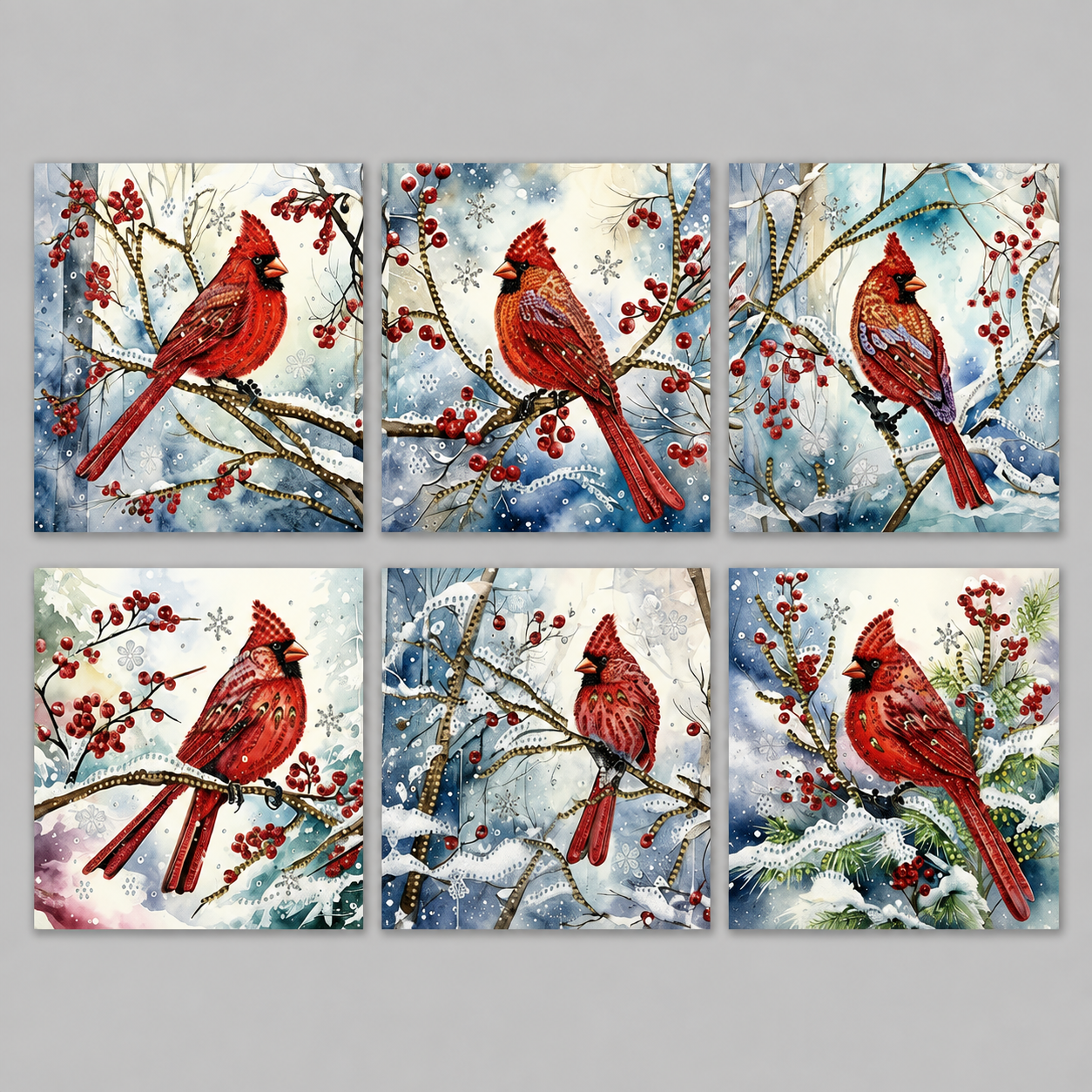 Roodborstje kaarten | 6 stuks | Diamond Painting