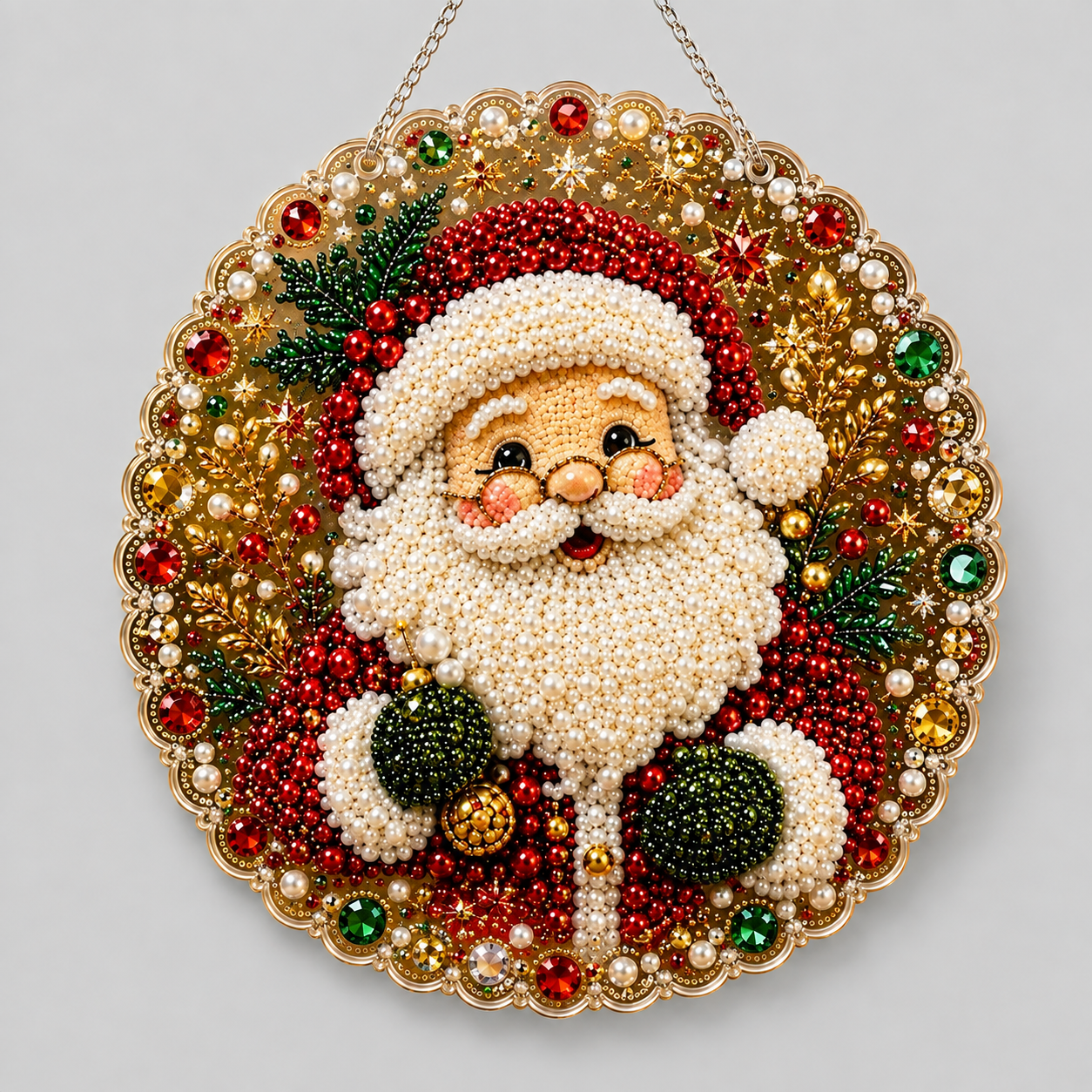 Kerst hanger | Kerstman met bril | Diamond painting