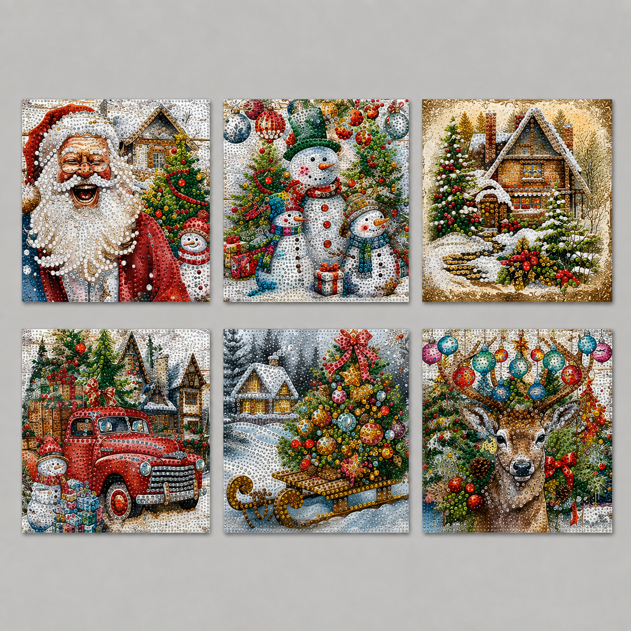 Diverse kerstkaarten | 6 stuks | Diamond Painting