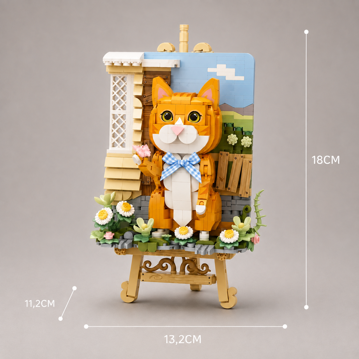 Kat op 3d schilderij | Bouwsteentjes