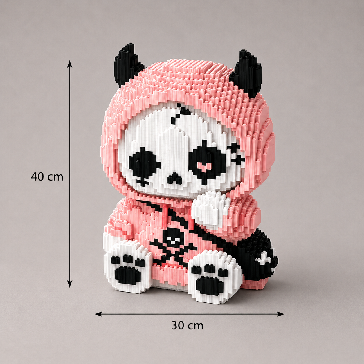 Panda in roze hoodie | Bouwsteentjes