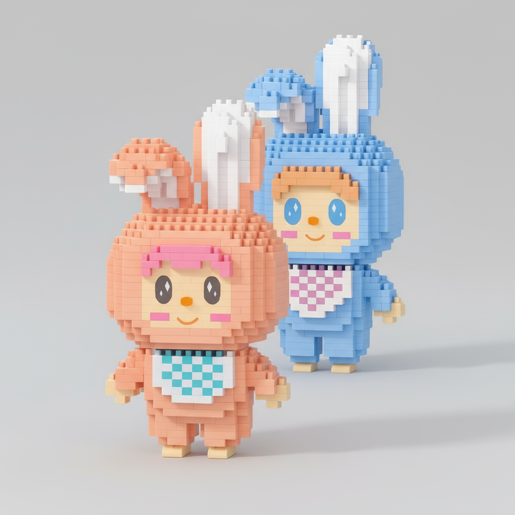 Blauwe labubu | Bouwsteentjes