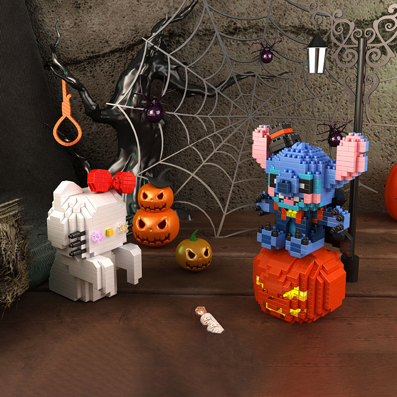 Blauw wezen op pompoen | Bouwsteentjes