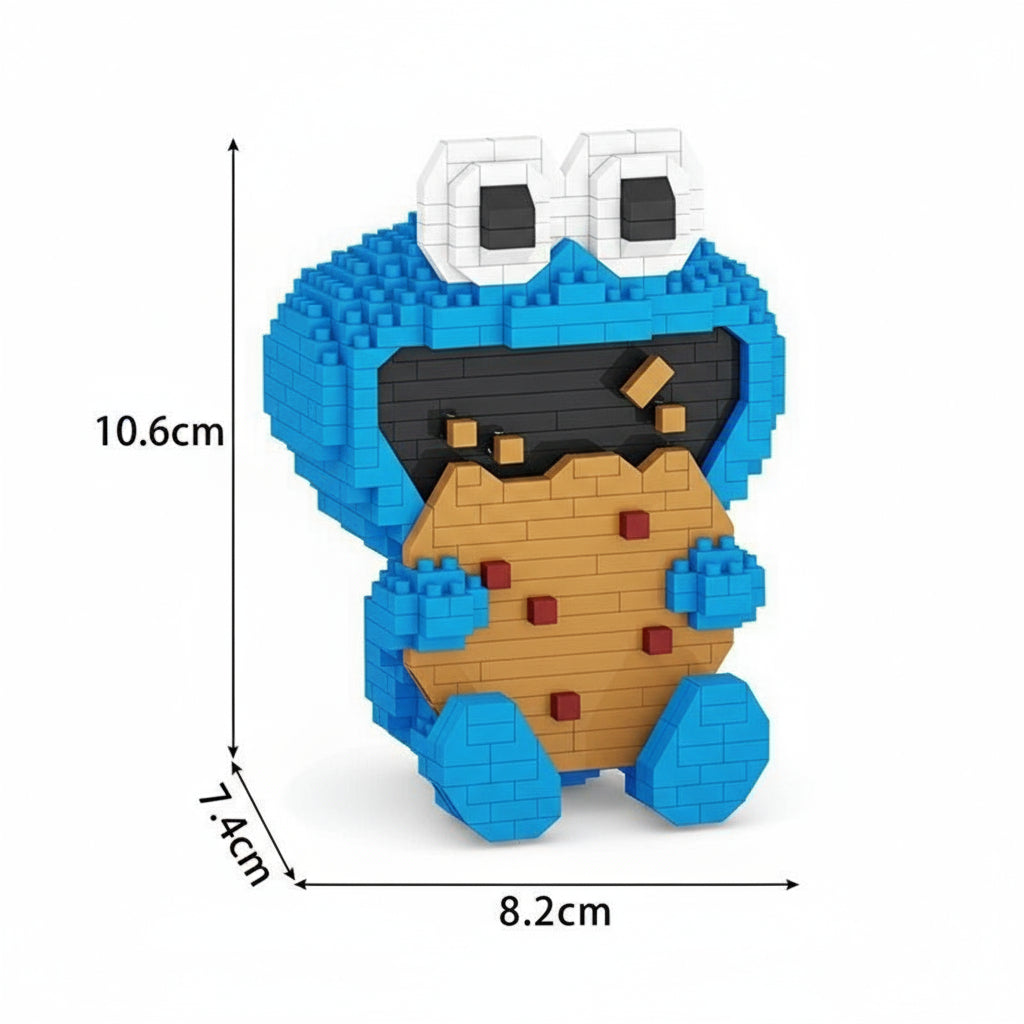 Blauw Monster met koekje | Bouwsteentjes