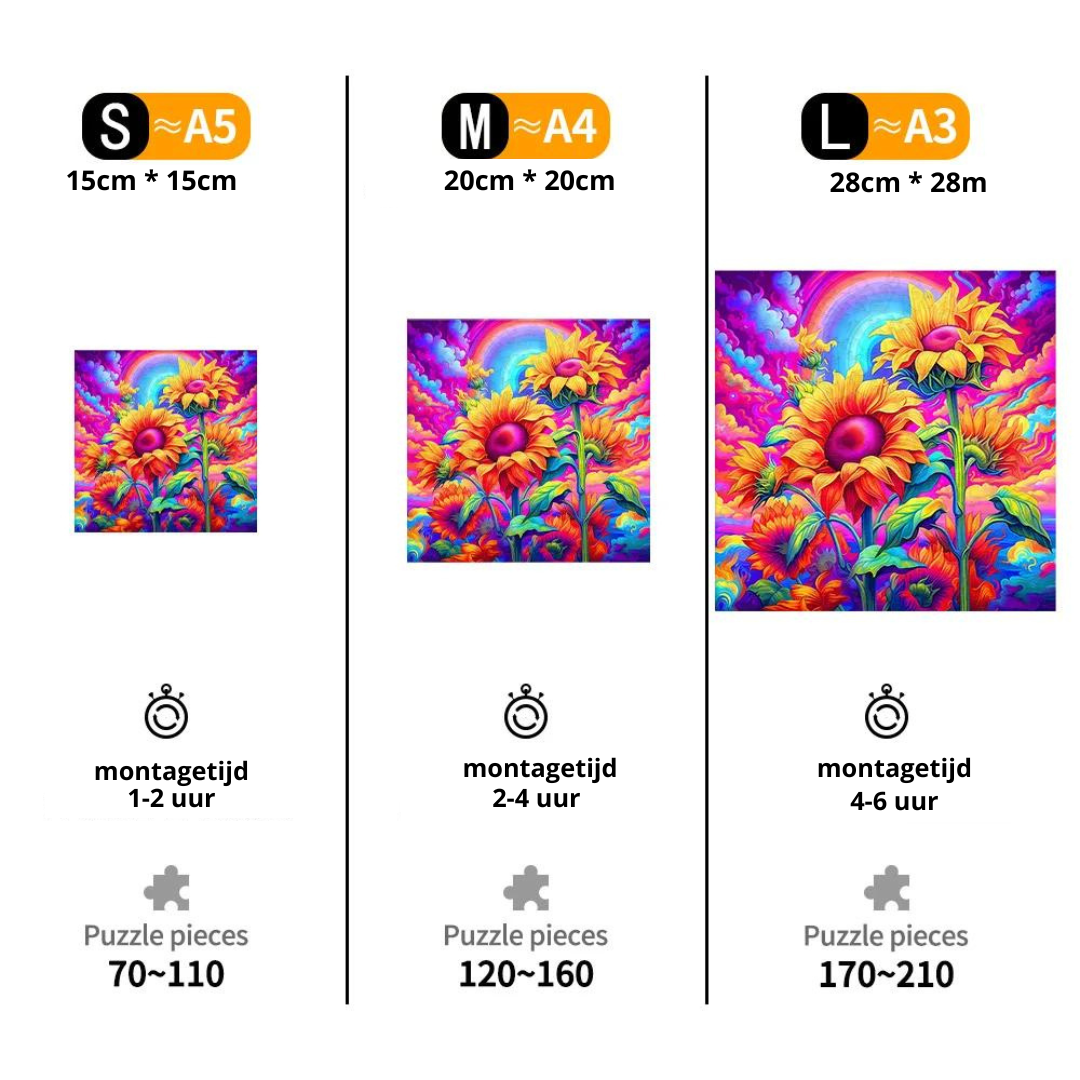 Vrolijke zonnebloemen | Houten Puzzel