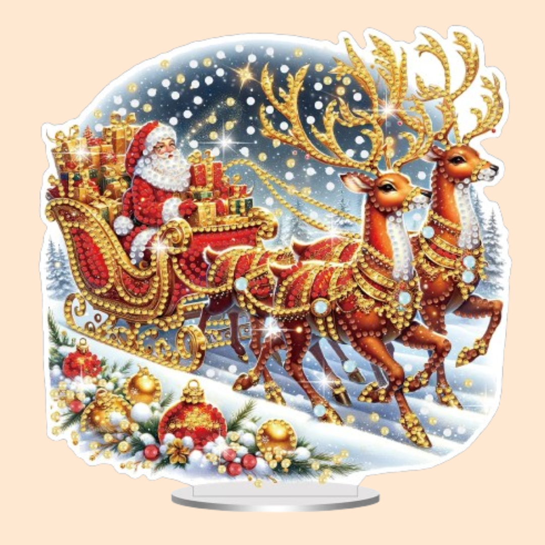 5D Kerstman in slee | Diamond painting