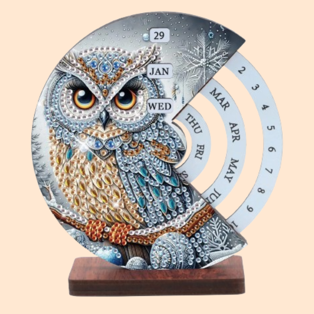 Grijze uil | Kalender | Diamond painting