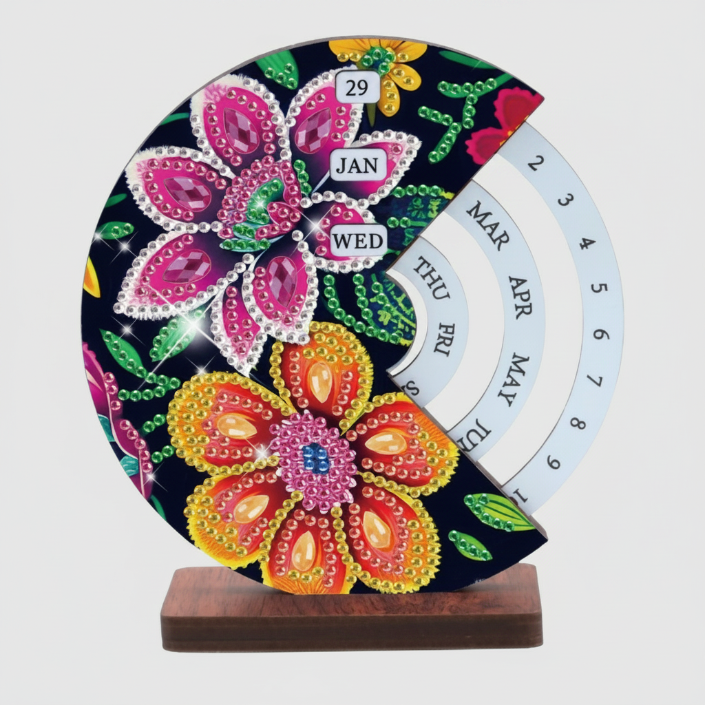 Roze & oranje bloem | Kalender | Diamond painting