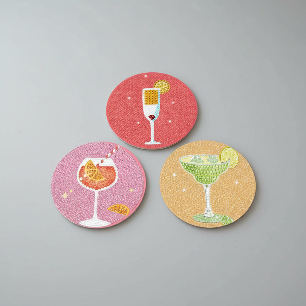 Kleurrijke Cocktail Onderzetters | Diamond Painting