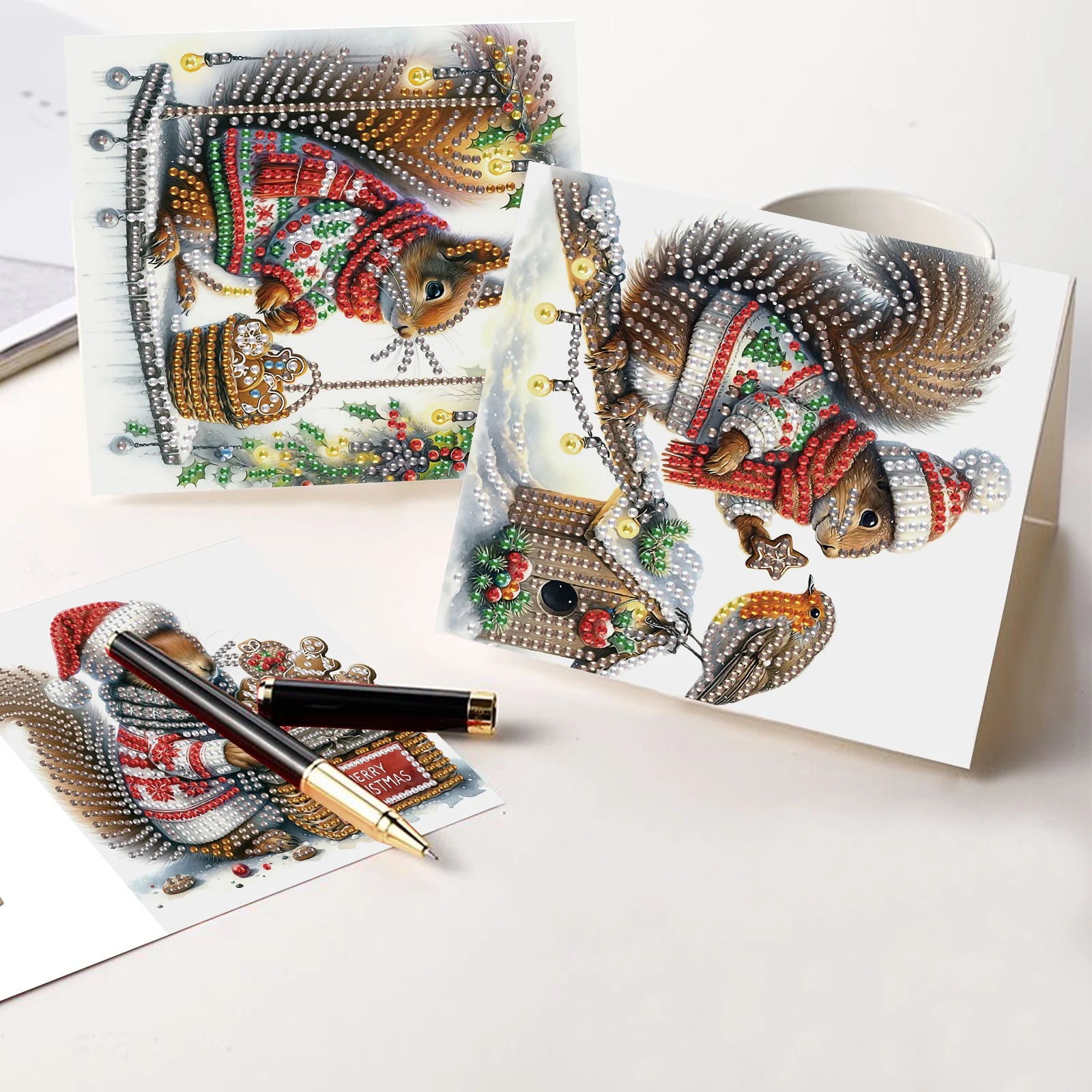 Kerst eekhoorn | 6 stuks | Diamond Painting